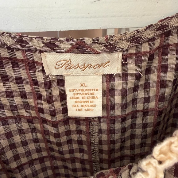 Passport Women’s Mini Milkmaid Peasant Gingham Cottagecore Dress Size XL - Picture 7 of 7